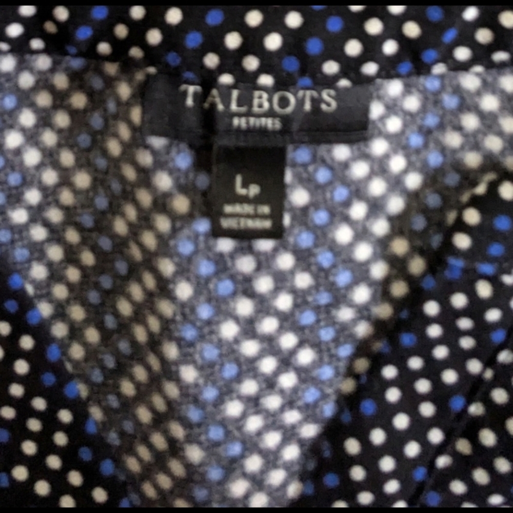 Talbots Navy and White Geometric Blouse - Picture 3 of 3